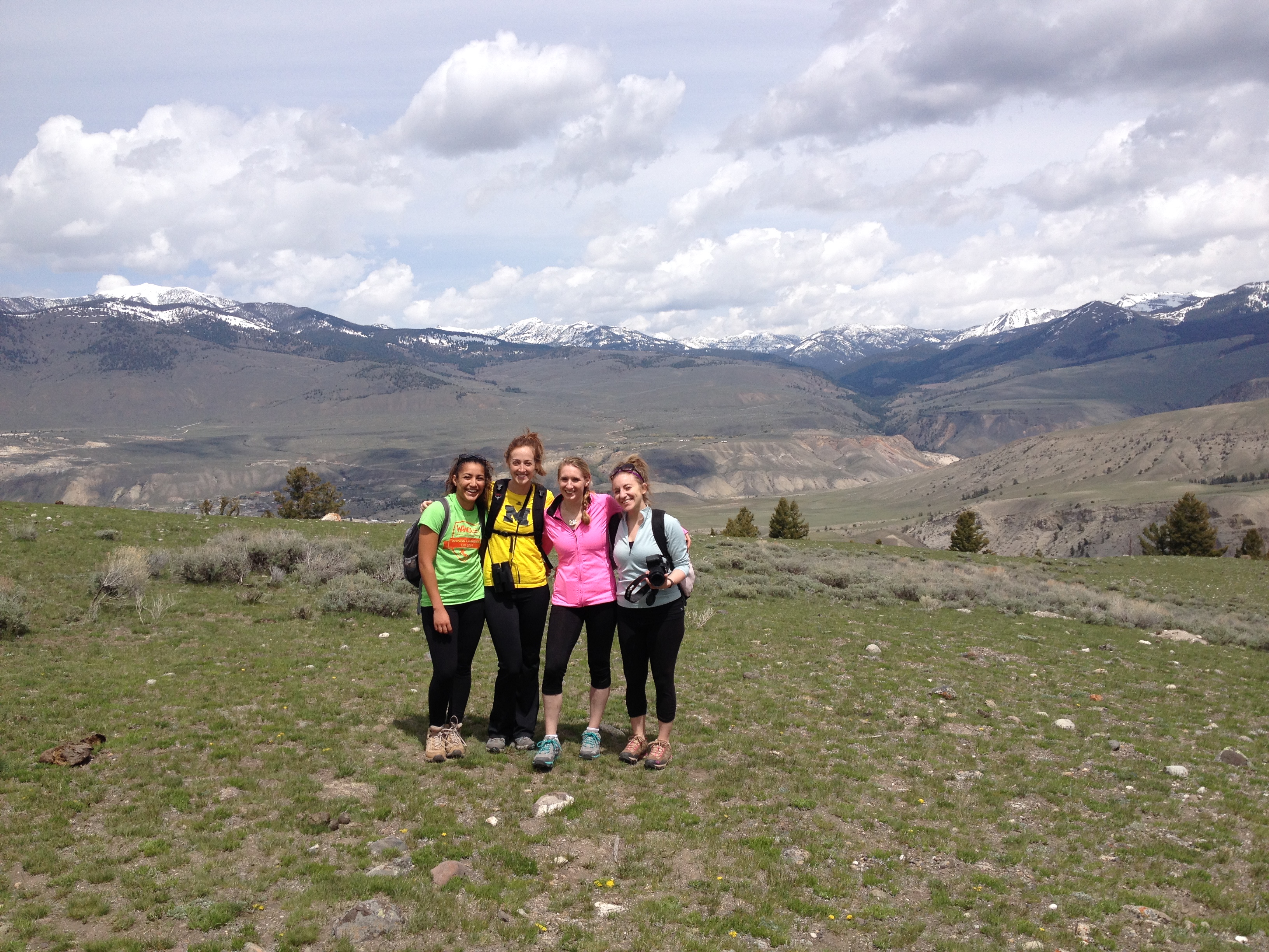 Girls hiking in Yellowstone 